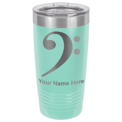 20oz Vacuum Insulated Tumbler Mug, Bass Clef, Personalized Engraving Included