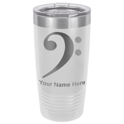 20oz Vacuum Insulated Tumbler Mug, Bass Clef, Personalized Engraving Included