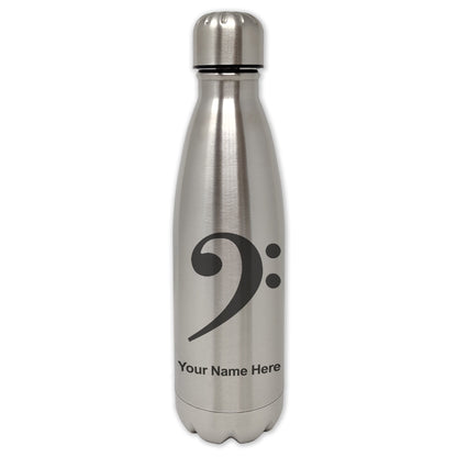 LaserGram Single Wall Water Bottle, Bass Clef, Personalized Engraving Included