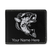 Load image into Gallery viewer, Faux Leather Bi-Fold Wallet, Bass Fish, Personalized Engraving Included
