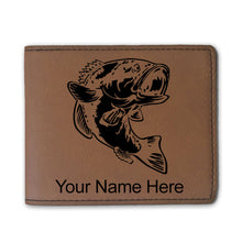 Load image into Gallery viewer, Faux Leather Bi-Fold Wallet, Bass Fish, Personalized Engraving Included
