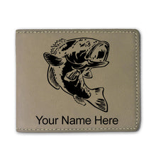 Load image into Gallery viewer, Faux Leather Bi-Fold Wallet, Bass Fish, Personalized Engraving Included
