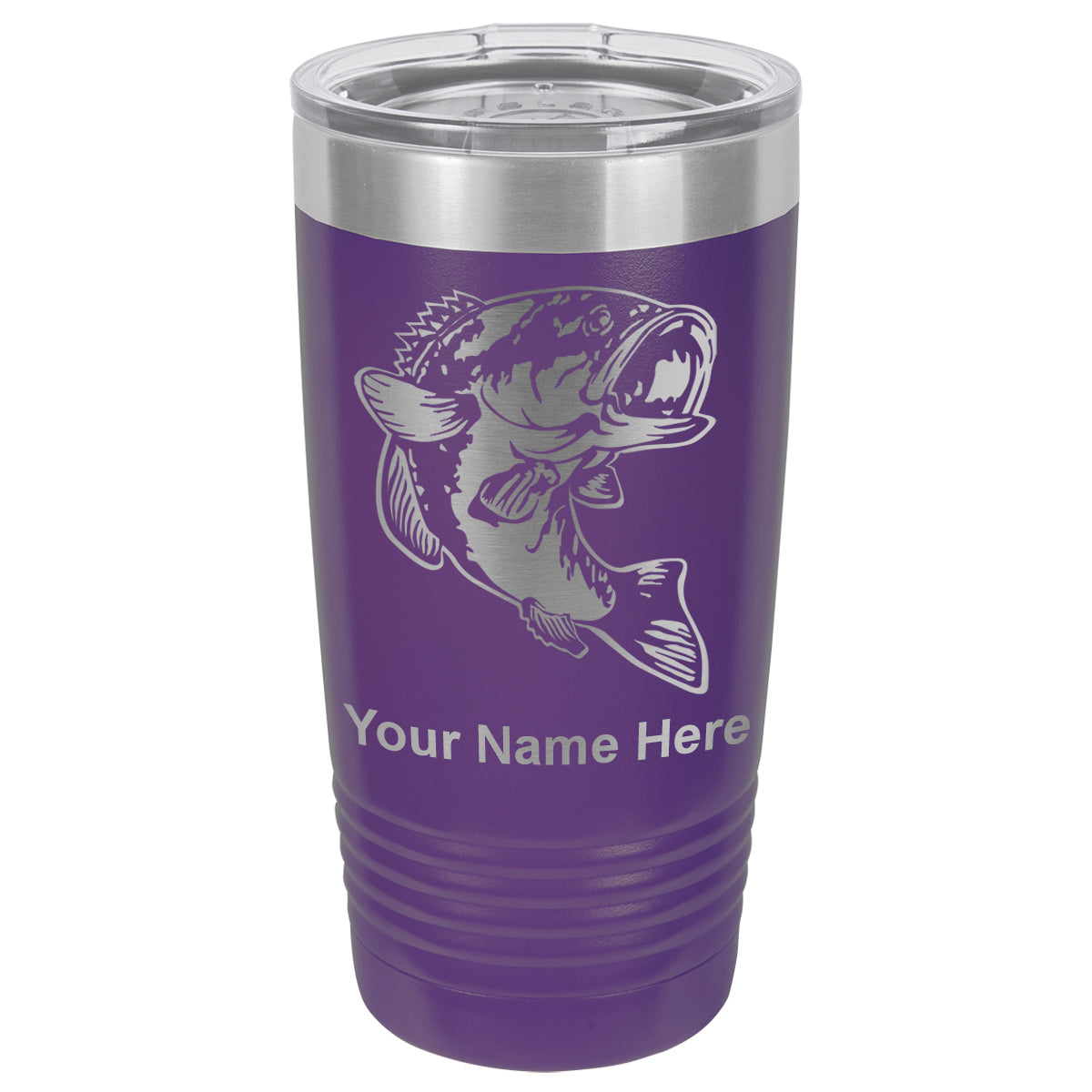 20oz Vacuum Insulated Tumbler Mug, Bass Fish, Personalized Engraving Included