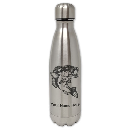 LaserGram Single Wall Water Bottle, Bass Fish, Personalized Engraving Included