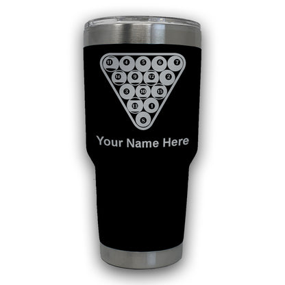 LaserGram 30oz Tumbler Mug, Billiard Balls, Personalized Engraving Included