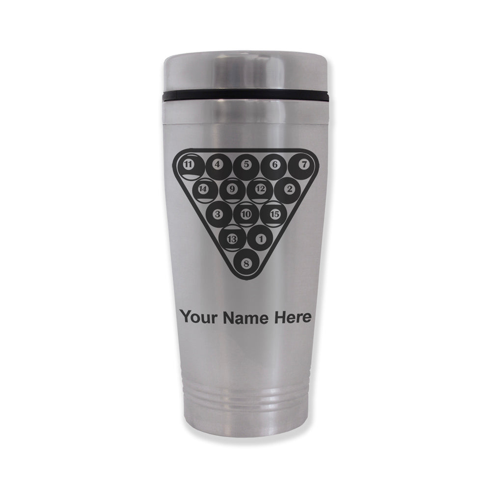 Commuter Travel Mug, Billiard Balls, Personalized Engraving Included