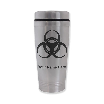 Commuter Travel Mug, Biohazard Symbol, Personalized Engraving Included