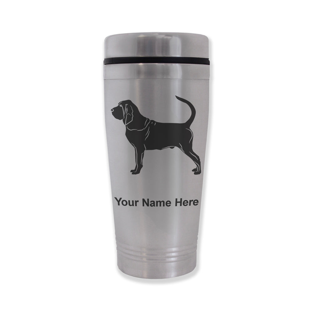 Commuter Travel Mug, Bloodhound Dog, Personalized Engraving Included