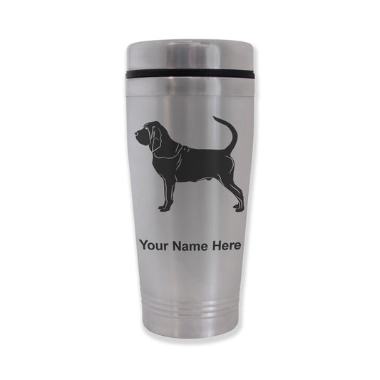 Commuter Travel Mug, Bloodhound Dog, Personalized Engraving Included