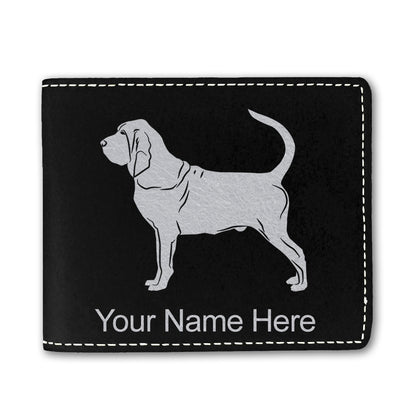 Faux Leather Bi-Fold Wallet, Bloodhound Dog, Personalized Engraving Included