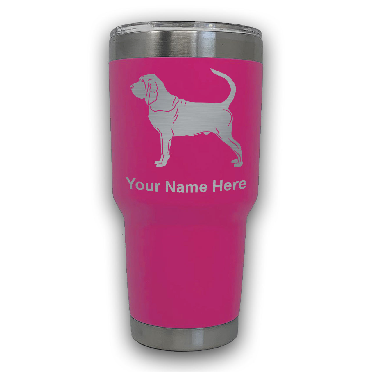 LaserGram 30oz Tumbler Mug, Bloodhound Dog, Personalized Engraving Included