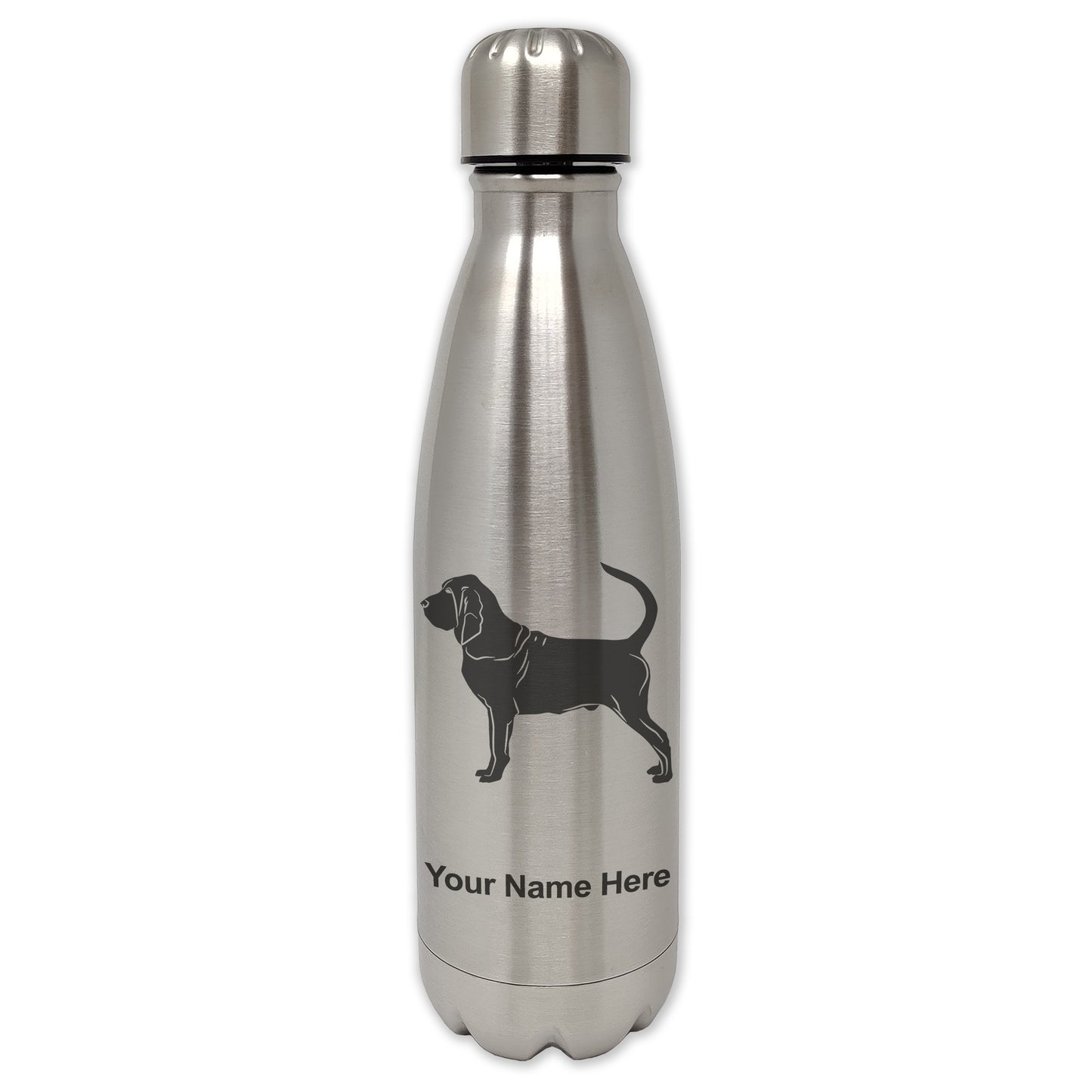 LaserGram Single Wall Water Bottle, Bloodhound Dog, Personalized Engraving Included