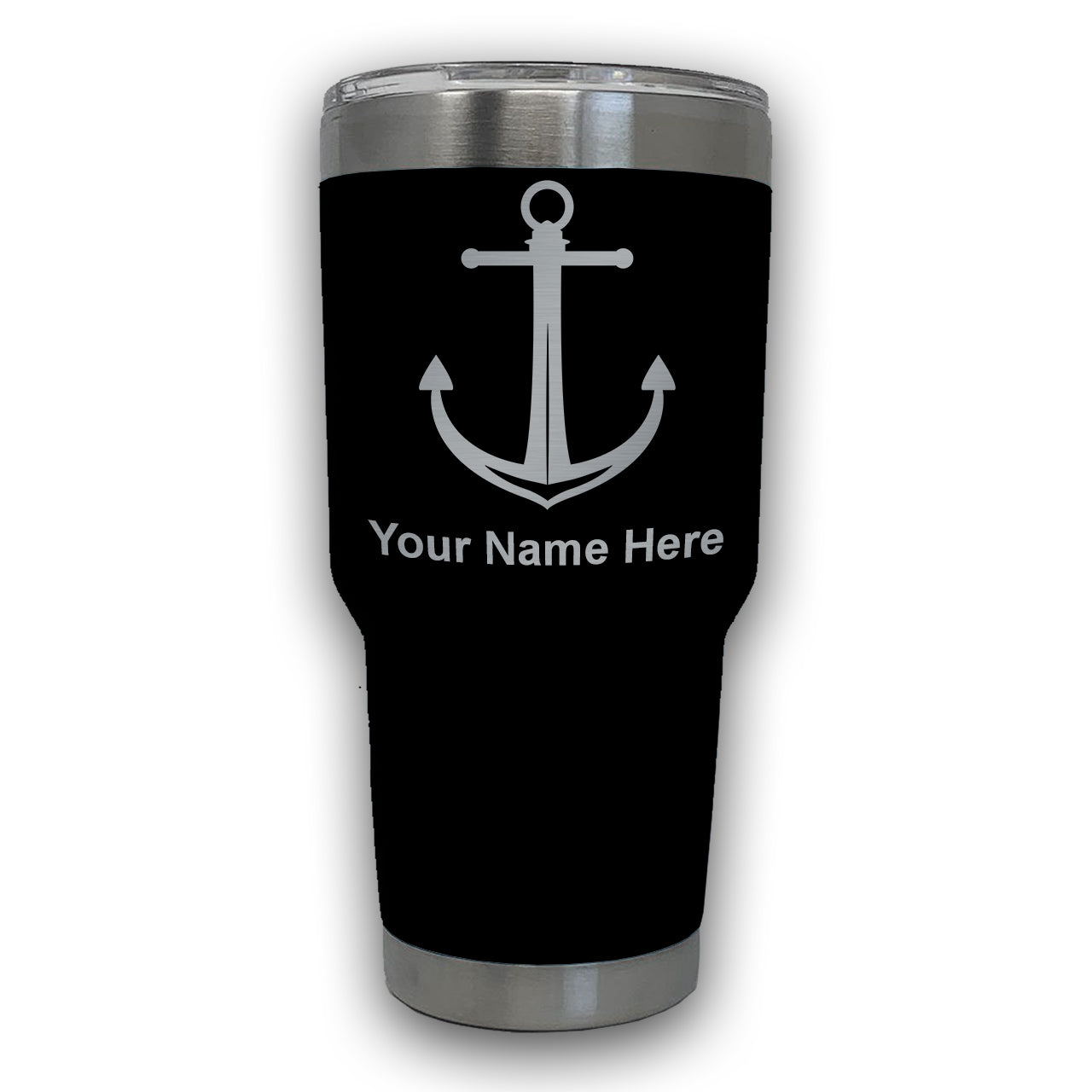 LaserGram 30oz Tumbler Mug, Boat Anchor, Personalized Engraving Included