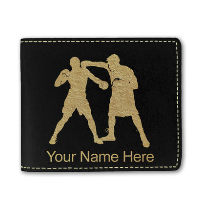 Faux Leather Bi-Fold Wallet, Boxers Boxing, Personalized Engraving Included