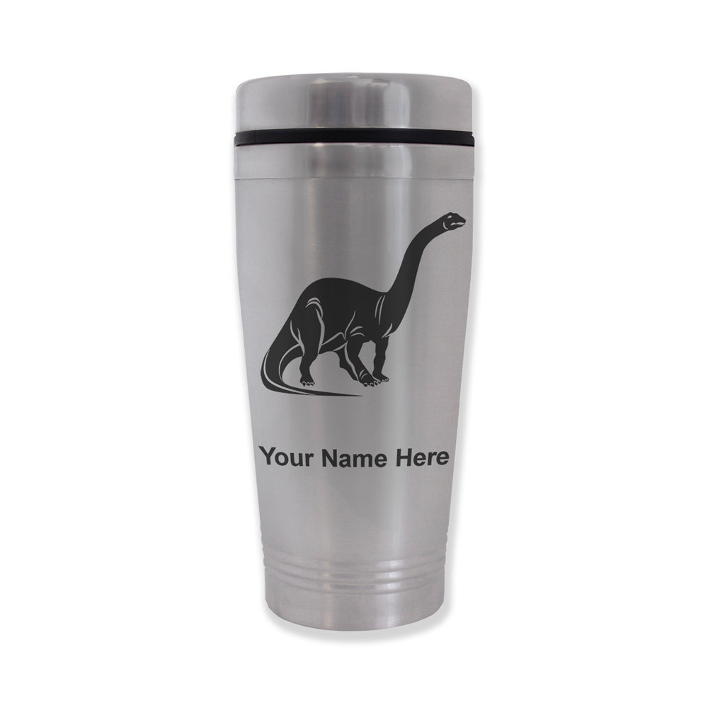 Commuter Travel Mug, Brontosaurus Dinosaur, Personalized Engraving Included