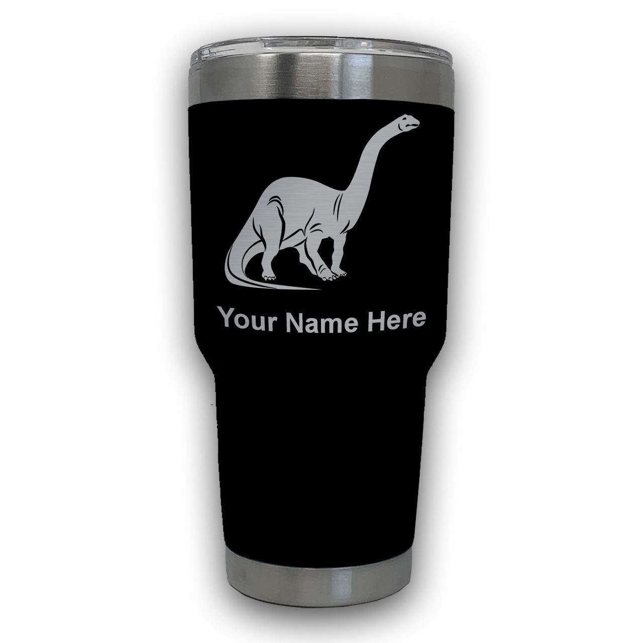LaserGram 30oz Tumbler Mug, Brontosaurus Dinosaur, Personalized Engraving Included