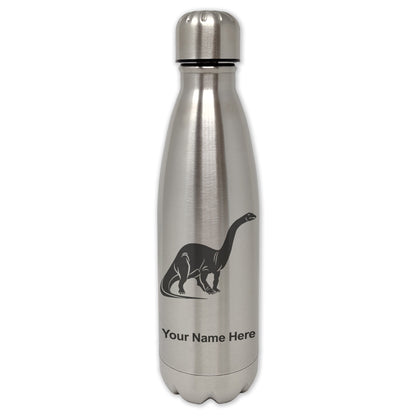 LaserGram Single Wall Water Bottle, Brontosaurus Dinosaur, Personalized Engraving Included
