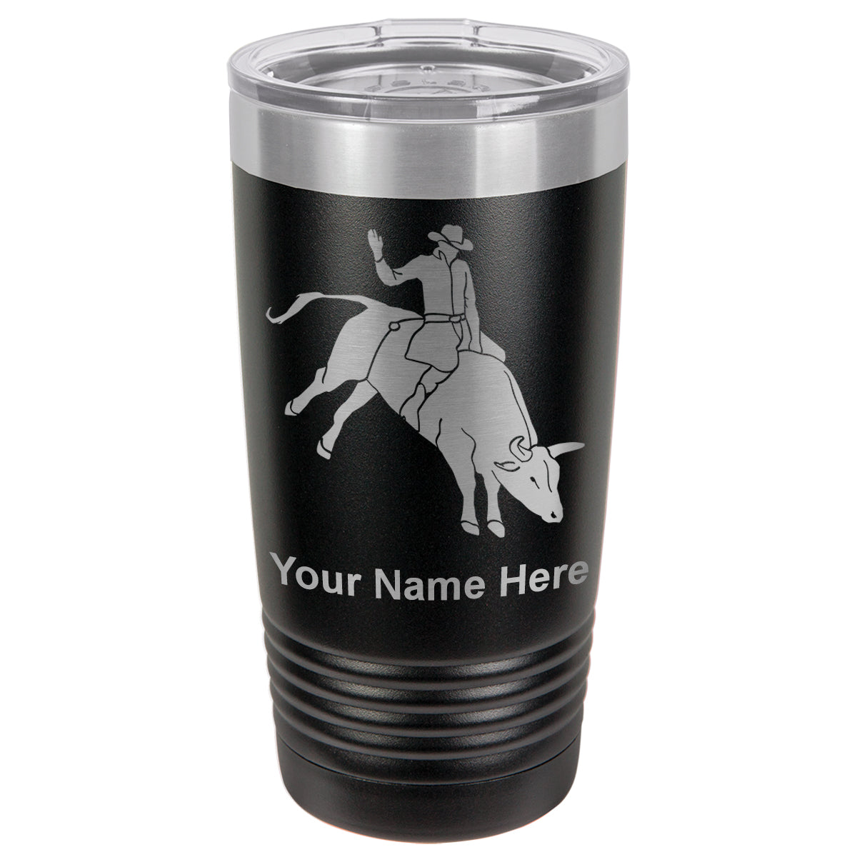 20oz Vacuum Insulated Tumbler Mug, Bull Rider Cowboy, Personalized Engraving Included