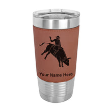 Load image into Gallery viewer, 20oz Faux Leather Tumbler Mug, Bull Rider Cowboy, Personalized Engraving Included - LaserGram Custom Engraved Gifts
