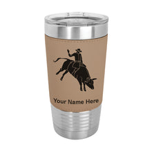 Load image into Gallery viewer, 20oz Faux Leather Tumbler Mug, Bull Rider Cowboy, Personalized Engraving Included - LaserGram Custom Engraved Gifts
