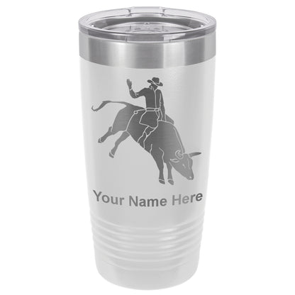 20oz Vacuum Insulated Tumbler Mug, Bull Rider Cowboy, Personalized Engraving Included