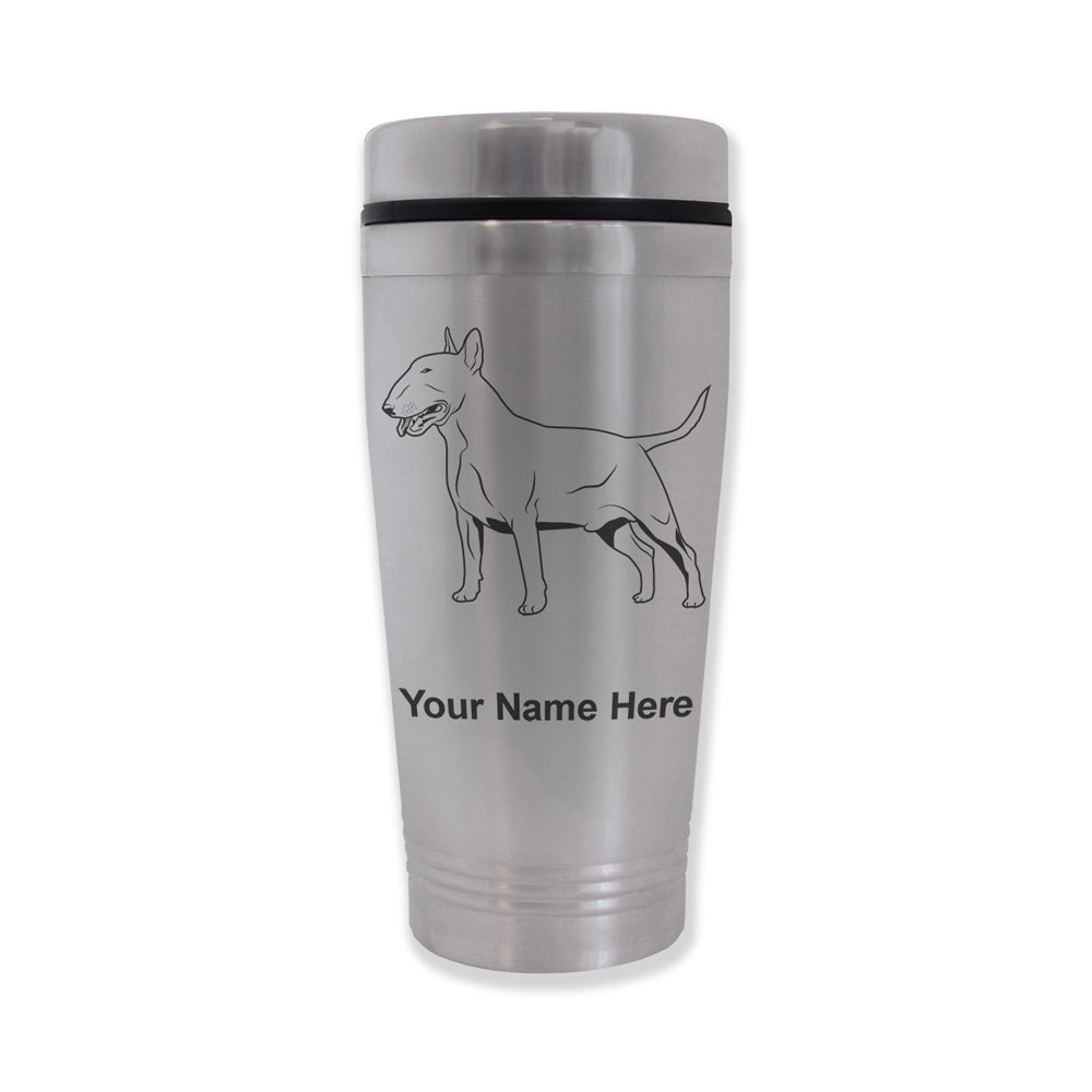 Commuter Travel Mug, Bull Terrier Dog, Personalized Engraving Included