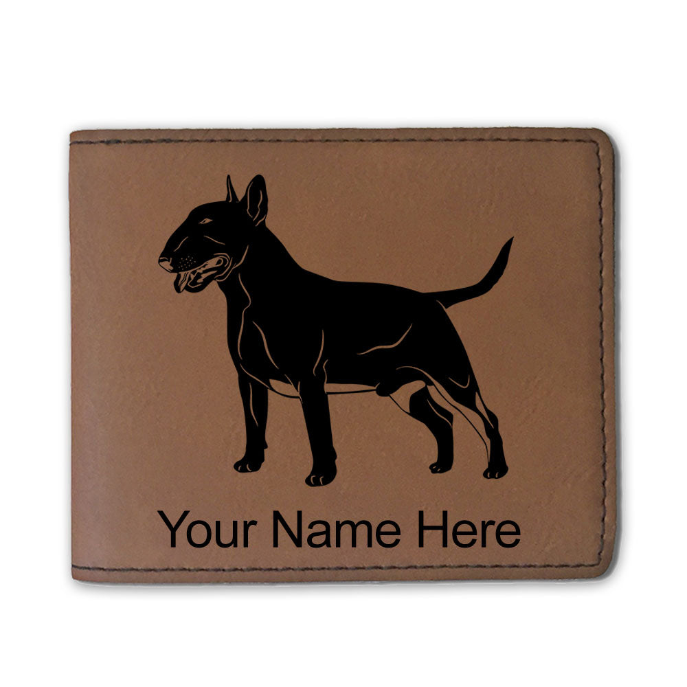 Faux Leather Bi-Fold Wallet, Bull Terrier Dog, Personalized Engraving Included