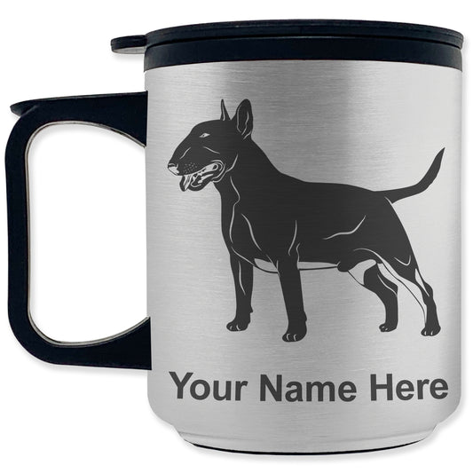 Coffee Travel Mug, Bull Terrier Dog, Personalized Engraving Included