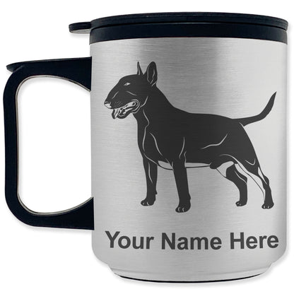 Coffee Travel Mug, Bull Terrier Dog, Personalized Engraving Included