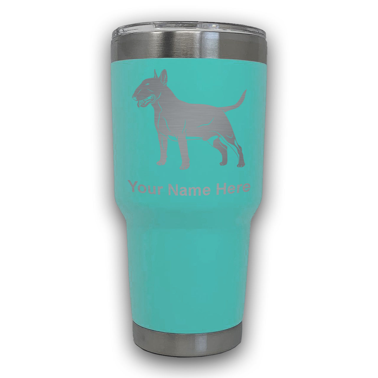 LaserGram 30oz Tumbler Mug, Bull Terrier Dog, Personalized Engraving Included