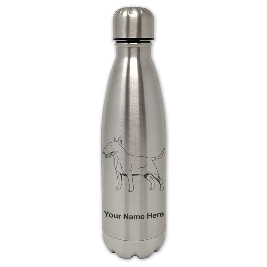 LaserGram Single Wall Water Bottle, Bull Terrier Dog, Personalized Engraving Included