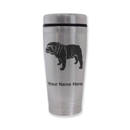 Commuter Travel Mug, Bulldog Dog, Personalized Engraving Included