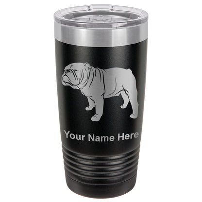 20oz Vacuum Insulated Tumbler Mug, Bulldog Dog, Personalized Engraving Included