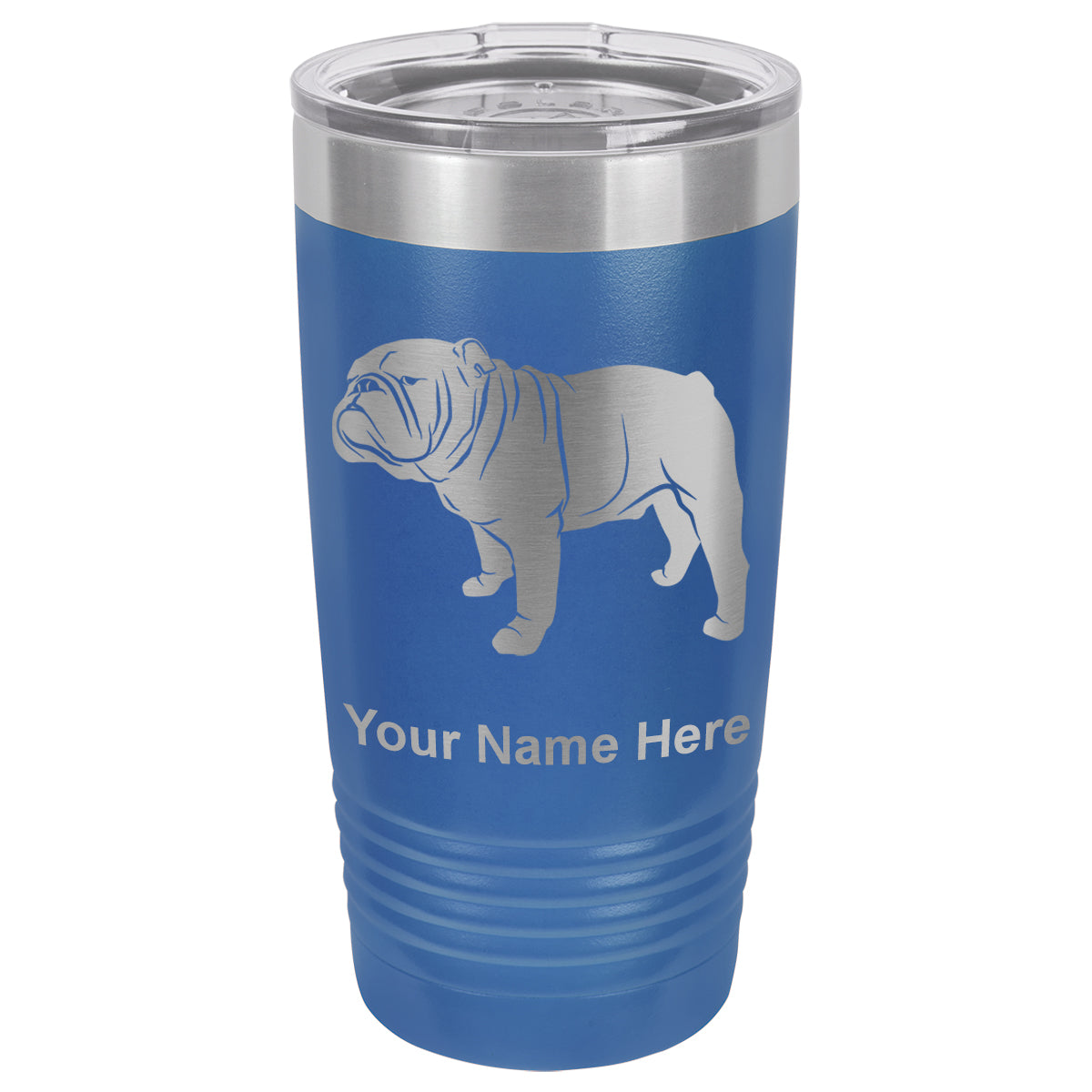 20oz Vacuum Insulated Tumbler Mug, Bulldog Dog, Personalized Engraving Included