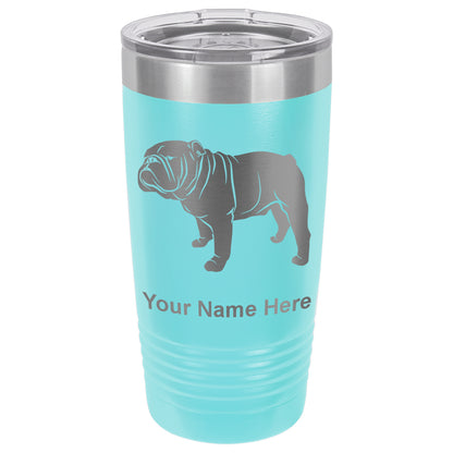 20oz Vacuum Insulated Tumbler Mug, Bulldog Dog, Personalized Engraving Included