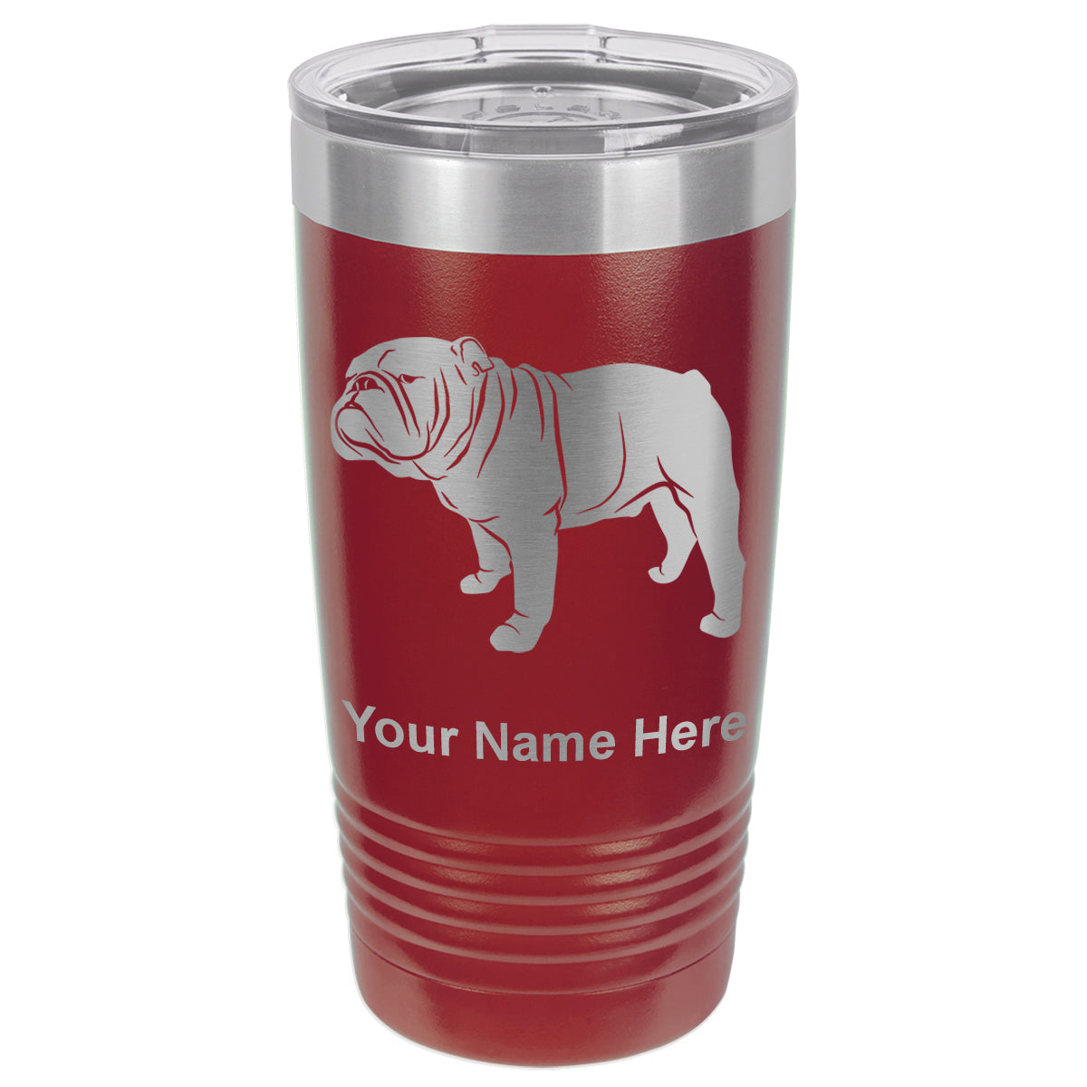 20oz Vacuum Insulated Tumbler Mug, Bulldog Dog, Personalized Engraving Included