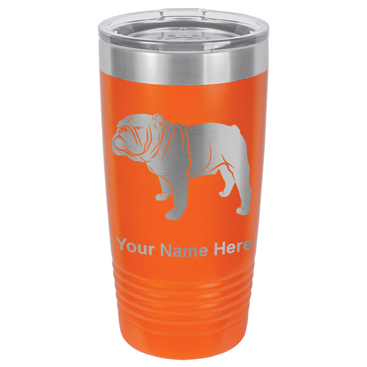 20oz Vacuum Insulated Tumbler Mug, Bulldog Dog, Personalized Engraving Included