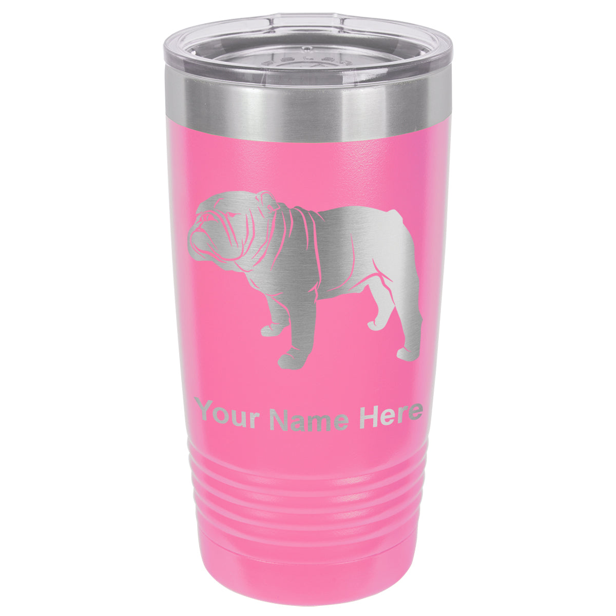 20oz Vacuum Insulated Tumbler Mug, Bulldog Dog, Personalized Engraving Included