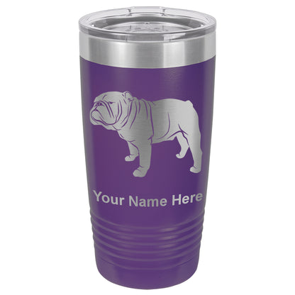 20oz Vacuum Insulated Tumbler Mug, Bulldog Dog, Personalized Engraving Included