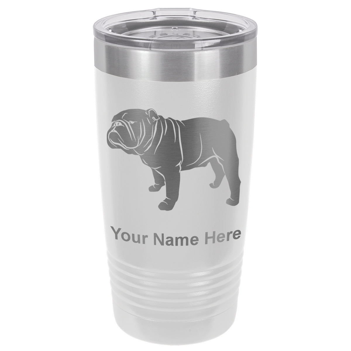 20oz Vacuum Insulated Tumbler Mug, Bulldog Dog, Personalized Engraving Included