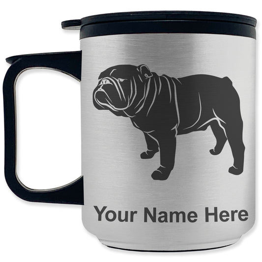 Coffee Travel Mug, Bulldog Dog, Personalized Engraving Included