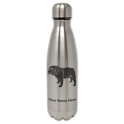 LaserGram Single Wall Water Bottle, Bulldog Dog, Personalized Engraving Included