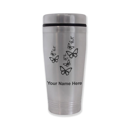 Commuter Travel Mug, Butterflies, Personalized Engraving Included