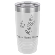 Load image into Gallery viewer, 20oz Vacuum Insulated Tumbler Mug, Butterflies, Personalized Engraving Included
