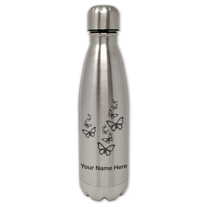 LaserGram Single Wall Water Bottle, Butterflies, Personalized Engraving Included