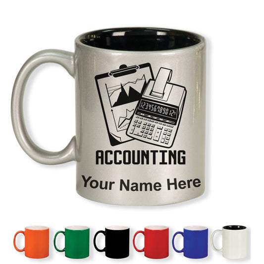 11oz Round Ceramic Coffee Mug, Accounting, Personalized Engraving Included