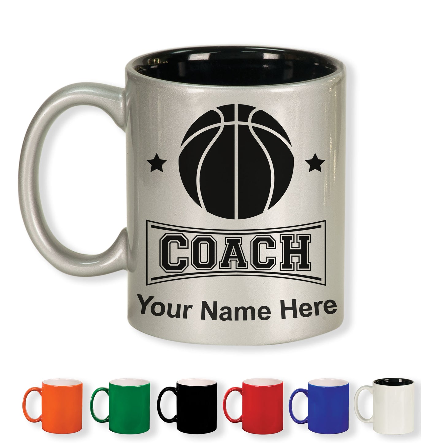 11oz Round Ceramic Coffee Mug, Basketball Coach, Personalized Engraving Included