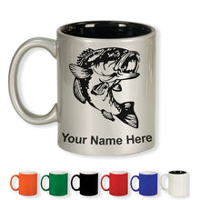 Load image into Gallery viewer, 11oz Round Ceramic Coffee Mug, Bass Fish, Personalized Engraving Included
