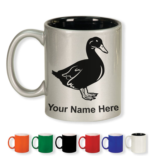 11oz Round Ceramic Coffee Mug, Duck, Personalized Engraving Included