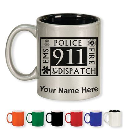 11oz Round Ceramic Coffee Mug, Emergency Dispatcher 911, Personalized Engraving Included